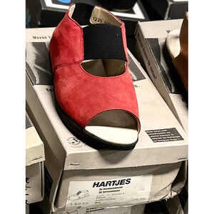 Vintage Hartjes Women's Sling-back Red‎ Nubuck Sandals 14932